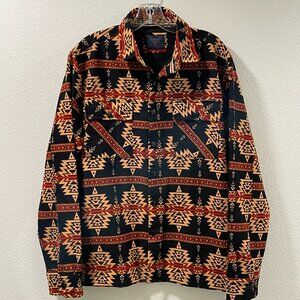 NOMAD By Craft & Flow Men's "Aztec Twill Shacket" Long Sleeve, Black/Rust - M